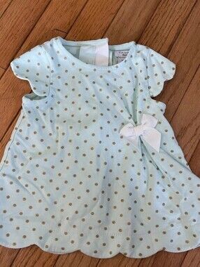 Toddler Tahari baby pastel green dress with polca dot size 5t
